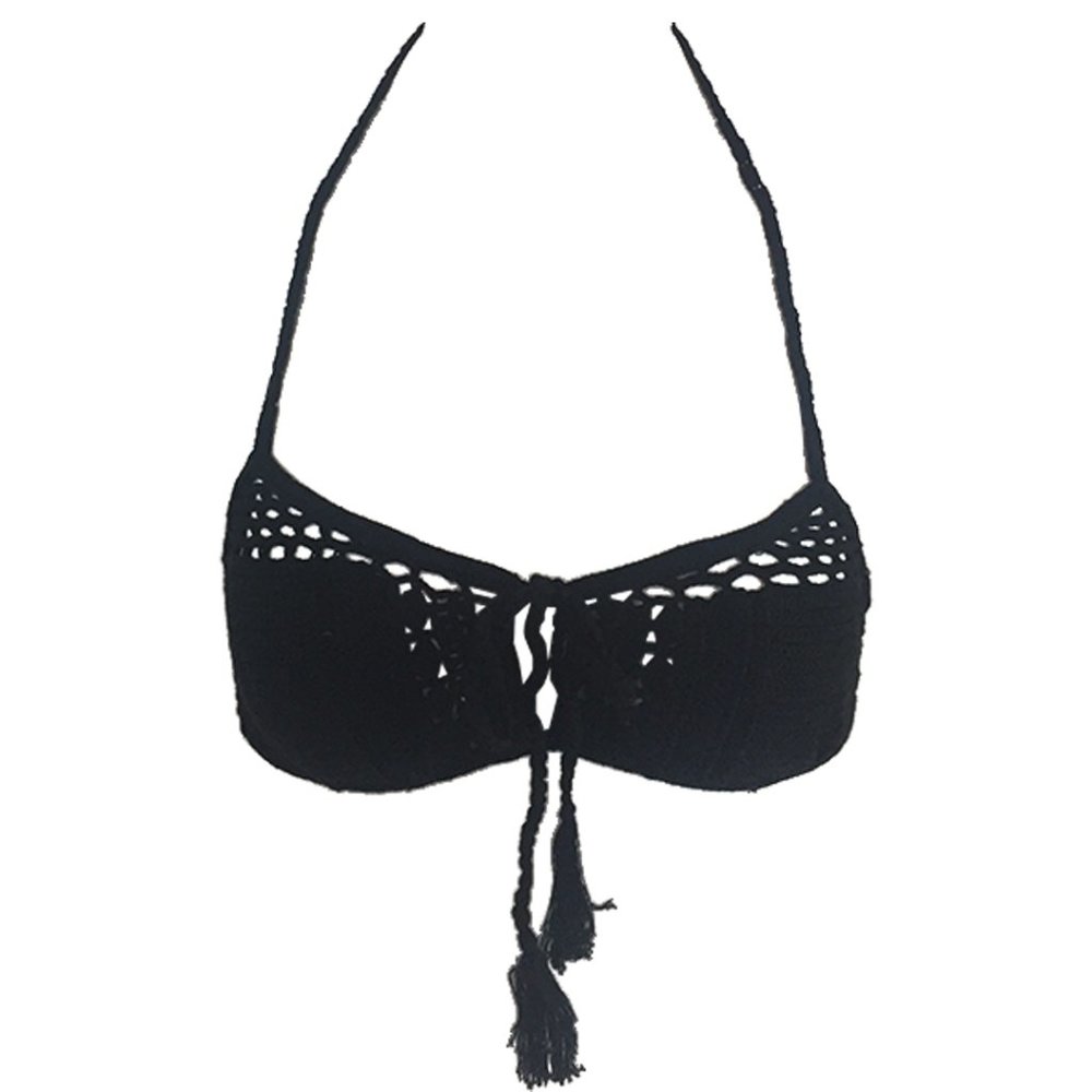 Indah Riot Crochet Top in Black